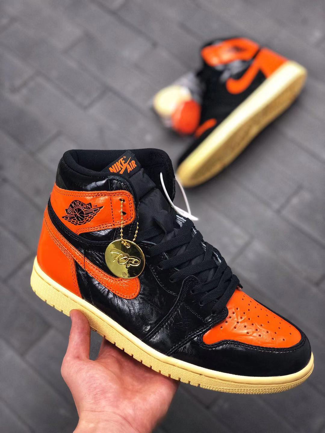 2019 Men Jordan 1 Retro High OG Black Orange Shoes - Click Image to Close